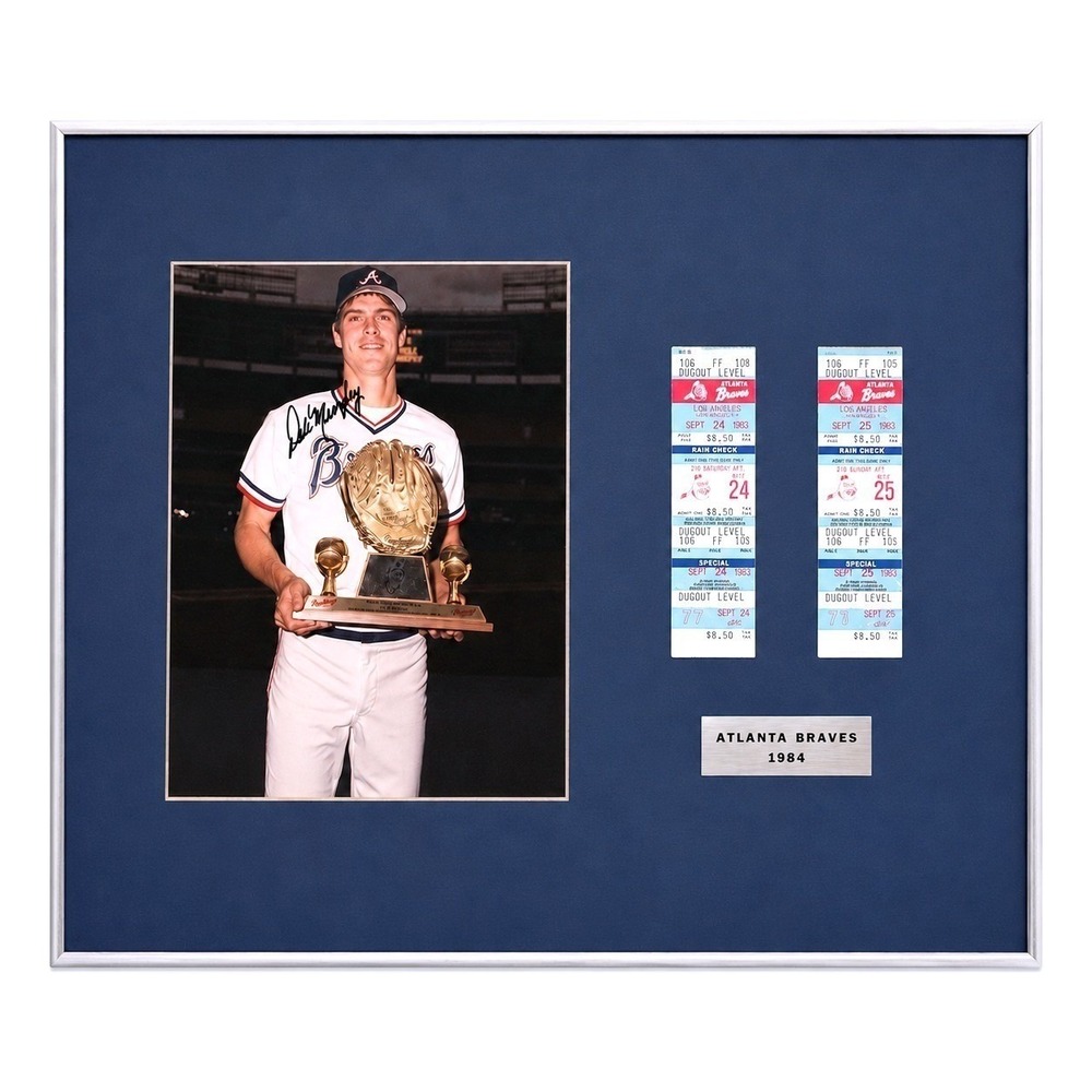 Dale Murphy Signed Atlanta Braves 1983 Gold Glove MVP Ticket Stub Framed Collage